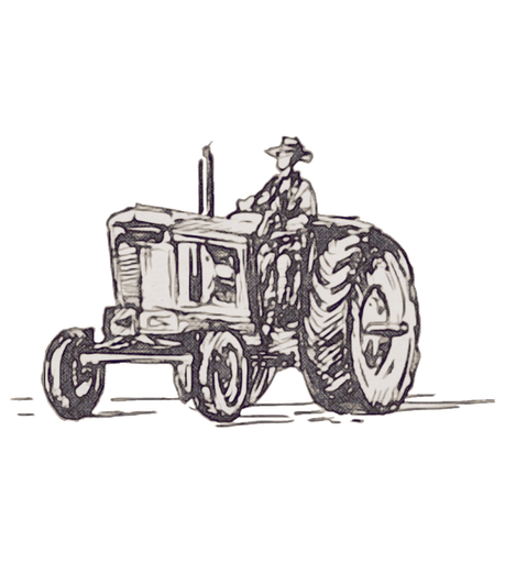 Woodcut tractor graphic